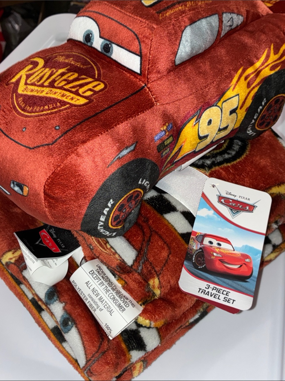 3PC Lightning McQueen travel blanket set